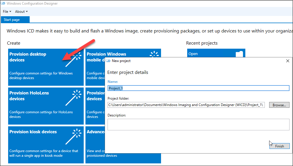 Create a new provisioning package